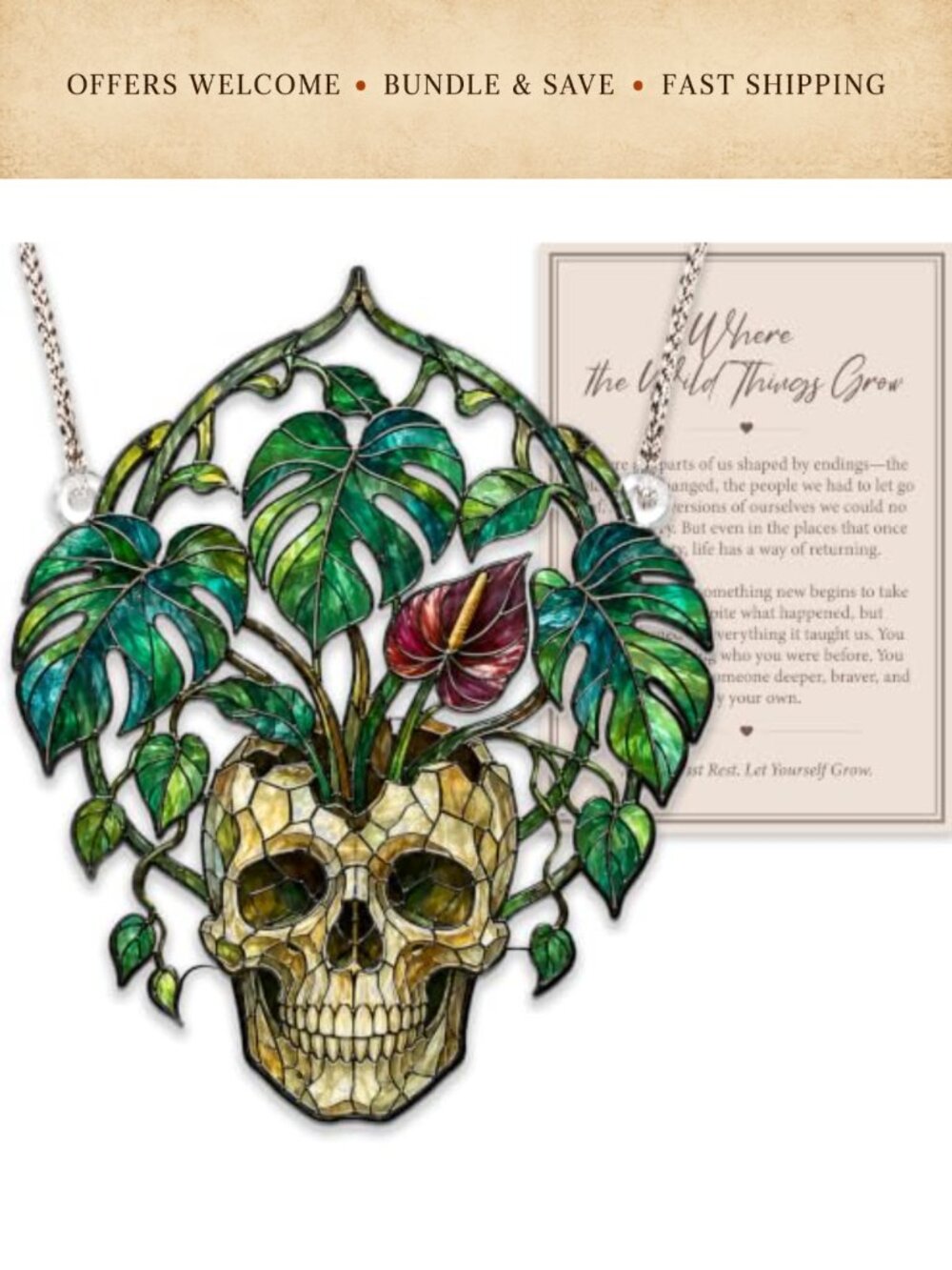 Gothic Skull Suncatcher Acrylic Window Hanging Ornament